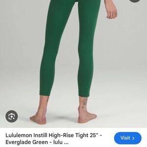 Lululemon Athletica Everglades Green Crop InStill Legging